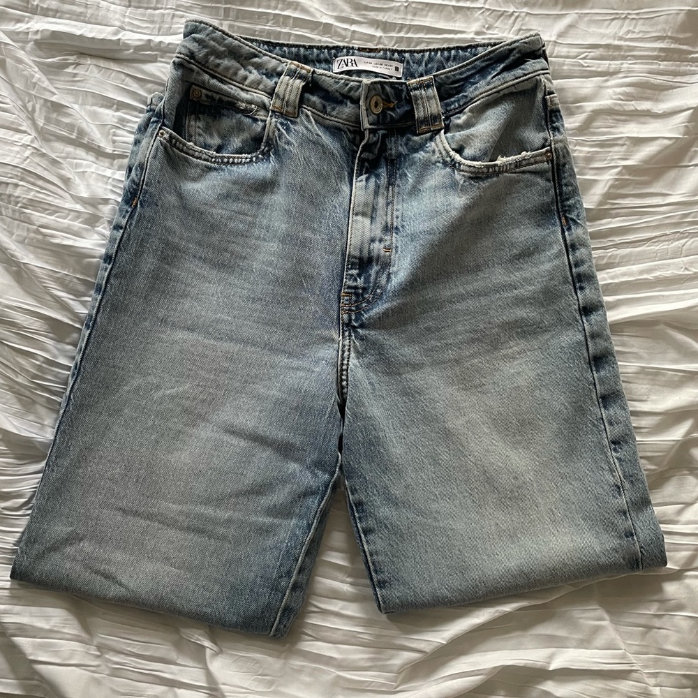 Zara straight leg acid washed jeans